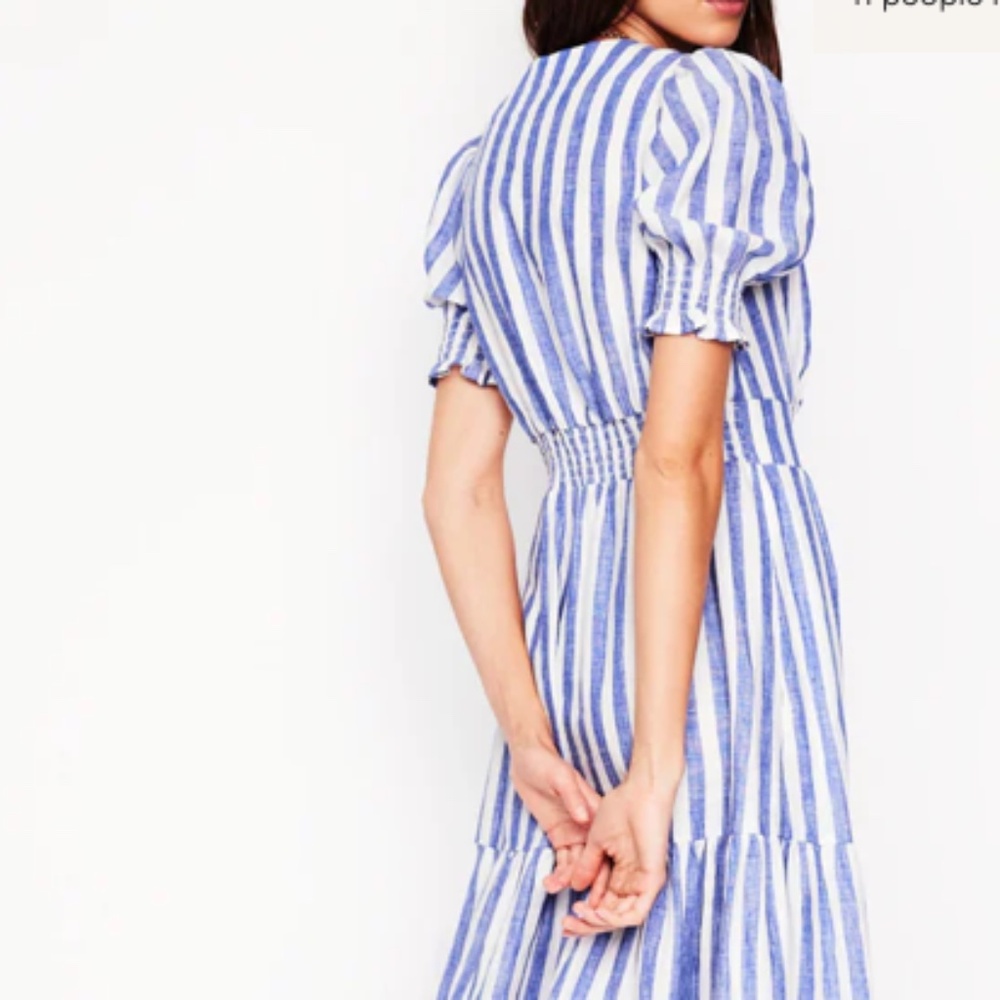 Blue and White Striped Maxi Dress - Picture 2 of 14